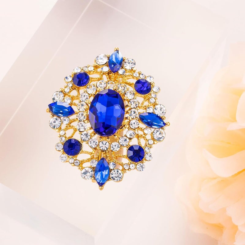 LAXPICOL Vintage Clear Austrian Crystal Brooch Pin for Women Elegant Wedding Bridal Brooches Broach Pin 1.69"*1.39" - Image 4